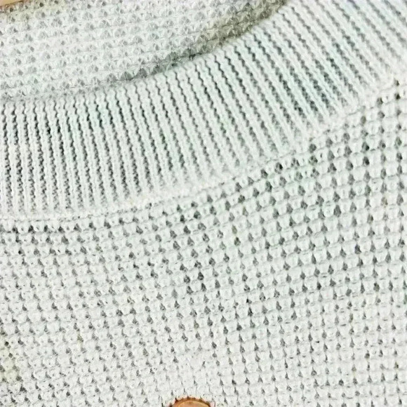 FRAME Women's L Off White Multi Short Sleeve Crew Neck Knit Sweater Ribbed - Picture 6 of 8